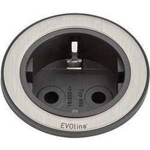 EVOline - One Stopcontact - Zwart - Roestvrij Staal - 3 m Netsnoer