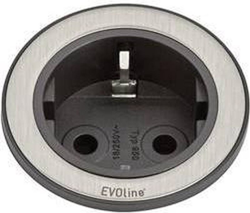 EVOline - One Stopcontact - Zwart - Roestvrij Staal - 3 m Netsnoer