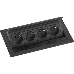 Evoline - FlipTop Push Medium - Stopcontact - Zwart - 4-voudig