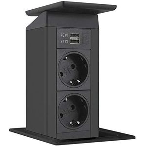 Evoline - 159311010100 - Stekkerdoos - Zwart - 3x Schuko - 2Way USB Charger - Rocker Cover