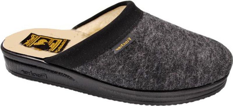 Fischer - Andy - Pantoffels - Zwart Antraciet - Viltlook - Scheerwol