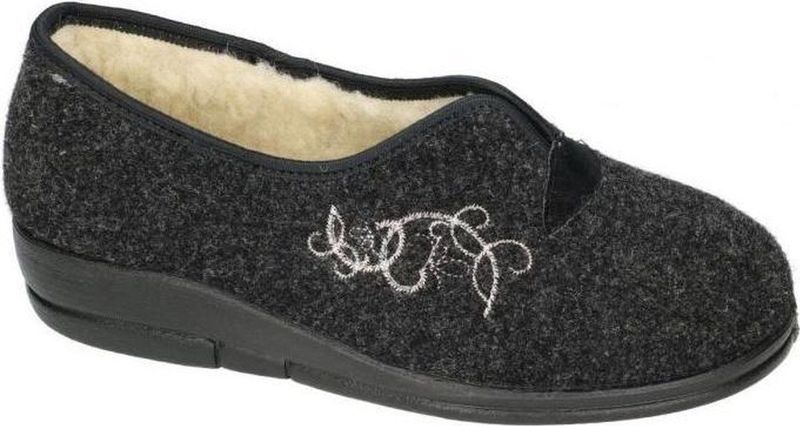 Fischer - Pantoffels - Grijs Donker - Vilt - Antislip Onderzool