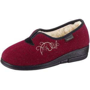 Fischer - Dames - Pantoffels - Bordeaux - Vilt - Antislip Onderzool