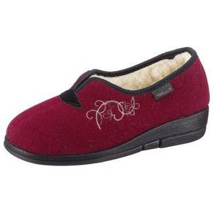 Fischer - Dames - Pantoffels - Bordeaux - Vilt - Antislip Onderzool