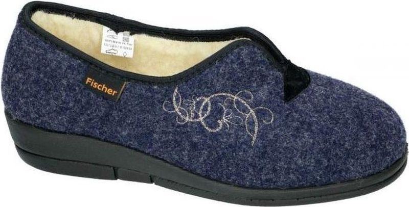 Fischer - 203528 - Pantoffels - Blauw - Dames - Met Schapenwol Voering