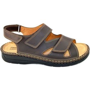 Fischer Merkschoen voor heren, klassieke sandalen, sandalen, uitneembaar voetbed, Bruin Mocca, 43 EU