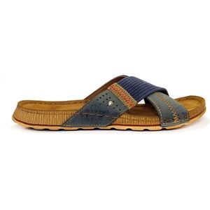 Fischer-Markenschuh Herren Lukas Kreuzband Freizeit Pantolette Ocean Hausschuh