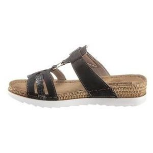 Gezondheidsslippers - Zwart - Imitatieleer - Klittenbandsluiting