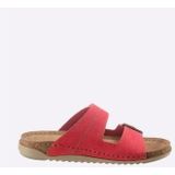 Gezondheidsslippers - Rood - Imitatieleer - Klittenbandsluiting