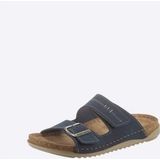 Gezondheidsslippers - Marine - Imitatieleer - Klittenbandsluiting - Breed
