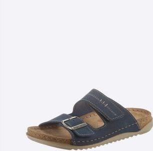 Gezondheidsslippers - Marine - Imitatieleer - Klittenbandsluiting - Breed