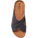 Fischer - Heren Slippers - Zwart - Leer en Textiel - Rubberen Profielzool