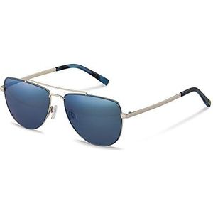 Rodenstock Lichte zonnebril in casual stijl, pilotenbril met frame van roestvrij staal, heren, blauw, zilver, donkerblauw, maat M, blauw, zilver, donkerblauw