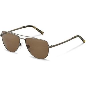 Rodenstock Youngline Sun RR105 Zonnebril, voor heren, lichte zonnebril in casual stijl, met zonnecontrast-glazen, pilotenbril met roestvrijstalen frame, Groen één