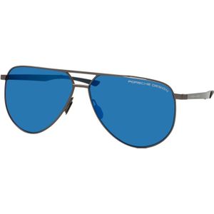 Porsche Lunettes de soleil pour homme, Gris foncé, bleu, 64