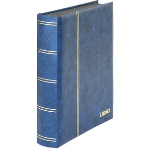 Lindner 1169S Postzegelalbum - BLAUW - groot formaat 30/60 blz. zwart, gewatteerd - Luxe - Postzegels - insteekalbum - insteek