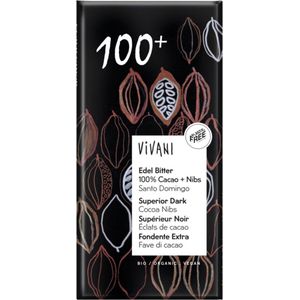 10x Vivani Chocoladereep Puur 100+ % Cacao 80 gr