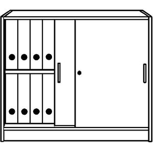 TINO - Schuifdeurkast, 1 legbord, 2 ordnerhoogtes, kastframe- en deurkleur lichtgrijs