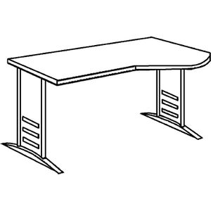 TINO - Euro-pc-tafel met C-vormig onderstelframe, werkbladdiepte rechts