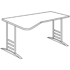 TINO - Euro-pc-tafel met C-vormig onderstelframe, werkbladdiepte links