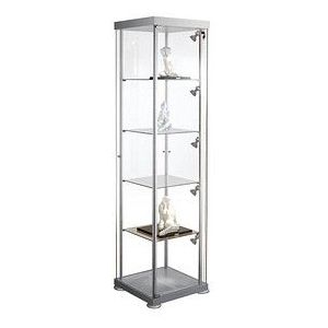 Vitrinekast - Vierkant - Glas - Mat Aluminium - Afsluitbaar