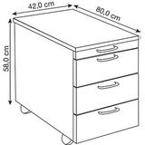 Kerkmann Rollcontainer Artline Transparent 3 Schübe BxTxH 42x80x58cm w