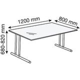 Toledo - Bureau - Glazen Blad - C-Poot - Hoogte Verstelbaar