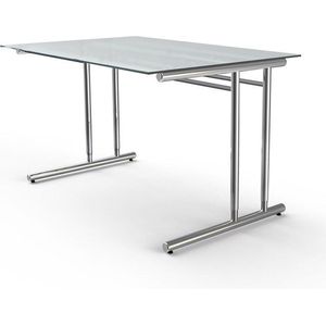 Kerkmann Schreibtisch Milchglas rechteckig, C-Fuß-Gestell chrom 120,0 x 80,0 cm