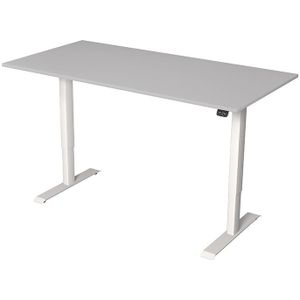 Kerkmann - Zit sta bureau Move-1 160x80cm lichtgrijs - witte poten - elektrisch