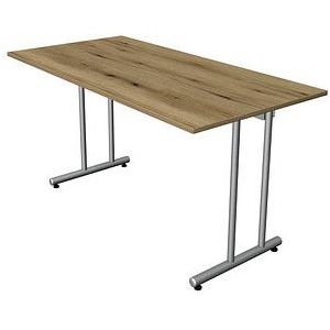 Kerkmann Smart office Schreibtisch eiche rechteckig, C-Fuß-Gestell silber 140,0 x 70,0 cm