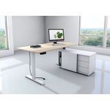 Kerkmann - Zit sta bureau Move-1 160x80cm donkergrijs met zilver poten en archiefkast