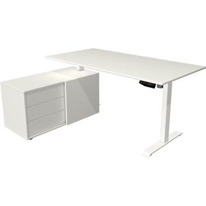 Kerkmann - Zit sta bureau Move-1 160x80cm wit met witte poten en archiefkast