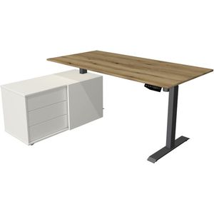 Kerkmann - Zit sta bureau Move-1 160x80cm eiken met antraciet poten en archiefkast