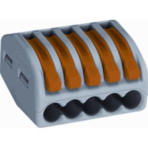 Classic-Verbindungsklemme WAGO, alle Leiterarten, 5 Klemmstellen, max 4mm²