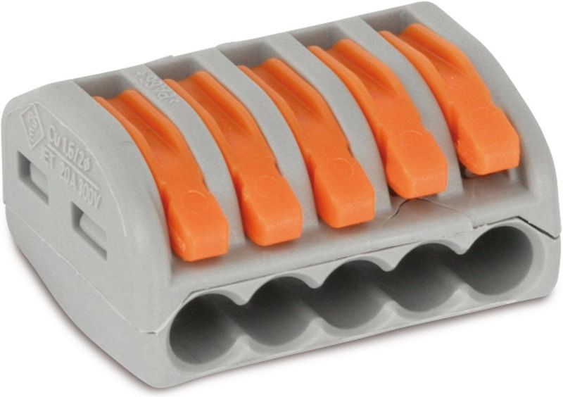 WAGO - Classic Hefboomklem - 5-Draads - Grijs - 40 Stuks