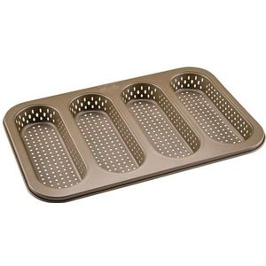 Zenker Set van 4 baguetteplaten mini – geperforeerde bakvorm voor knapperige baguettes – antiaanbaklaag voorkomt plakken – hittebestendig tot +230 °C, 34 x 22 x 3 cm