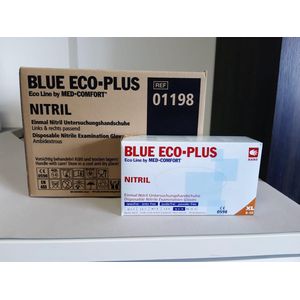 Blue Eco-plus - Nitril Onderzoekshandschoenen - Blauw - Poedervrij - Doos van 100 Stuks