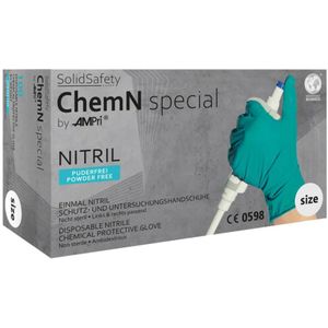 Ampri Wegwerphandschoen | maat XL groen | nitril | EN 374, EN 455 PSA-categorie III | 1 stuk - 081303 - 081303
