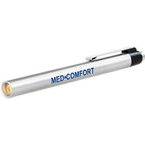 Diagnostische lamp met steekclip, kleur wit, met lange termijn batterijen, Med-Comfort: diagnostische lamp met drukknop voor het in- en uitschakelen voor het verlichten van de mond-keelruimte tijdens