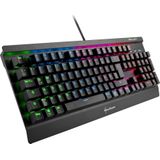 Sharkoon, Bedraad, Skiller Mech SGK3 mechanisch gamingtoetsenbord (met RGB-verlichting, blauwe schakelaar, N-Key-rollover, 1000 Hz Polling Rate) zwart