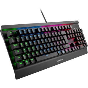 Sharkoon, Bedraad, Skiller Mech SGK3 mechanisch gamingtoetsenbord (met RGB-verlichting, blauwe schakelaar, N-Key-rollover, 1000 Hz Polling Rate) zwart