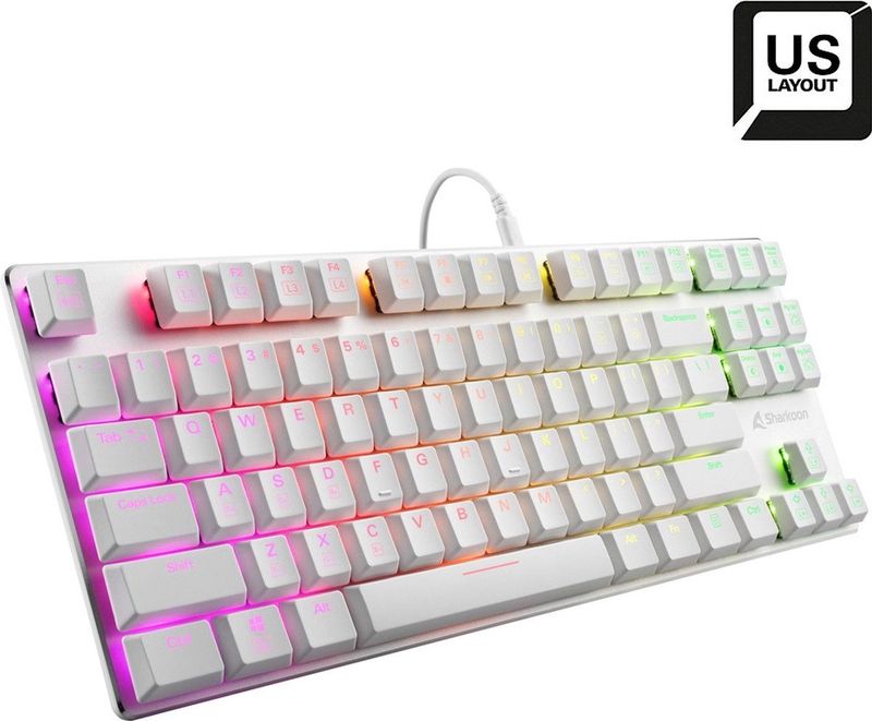Sharkoon PureWriter TKL RGB Blue toetsenbord USB QWERTY Amerikaans Engels Wit