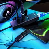 Sharkoon - 3x3.2 Gen 1 - USB Hub - Aluminium - 3 Poorten, RJ45 Ethernet-adapter, 5 Gbit/s