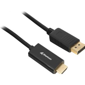 Sharkoon - HDMI naar DisplayPort kabel - 4K - 1 Meter - HDMI 1.4 naar DisplayPort 1.2 - Zwart