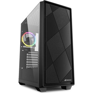 Sharkoon VS8 RGB Black tower behuizing 2x USB-A | 1x USB-C | RGB | Tempered Glass