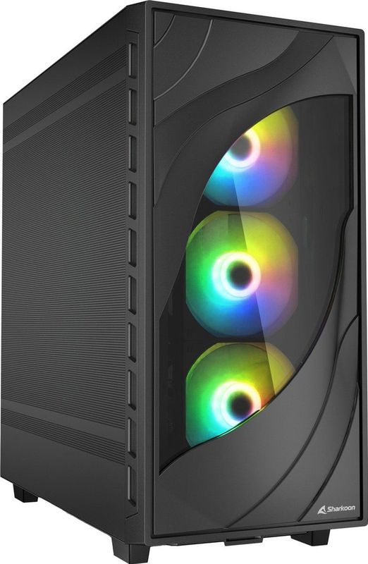 Sharkoon - Rebel C80M RGB - Computerbehuizing - Zwart - 4 PWM-ventilatoren met RGB-verlichting