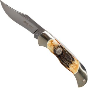 Böker Manufaktur Solingen Unisex - Junior Scout Spearpoint hertshoorn damastzakmes, zilver, 16 cm