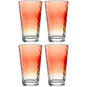 Leonardo Optic XL glazen van hoogwaardig gekleurd glas, inhoud 540 ml, vaatwasmachinebestendig, robuust, koraalrood, set van 4