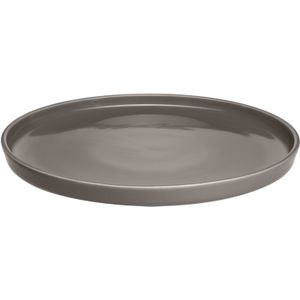 LEONARDO HOME Roma 027921 Lot de 6 assiettes plates, Ø 22 cm, passent au micro-ondes et au lave-vaisselle, empilables, en céramique pour 6 personnes, assiettes en faïence avec surface émaillée, taupe