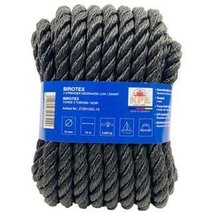 Seilflechter Gedraaide Touw – Birotex Zwart – 15 Mm X 10 M